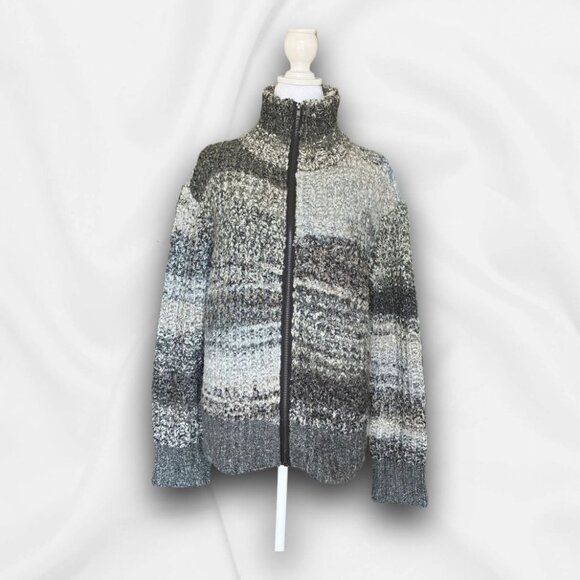 Curio Wool Blend Marled Gray Sweater - Large - Cabincore, Cozycore, Casual - Picture 1 of 7